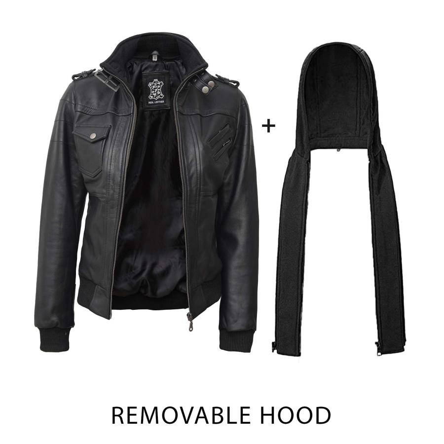 【並行輸入品】Blingsoul Leather Jacket Women with Hood | [1313624] Edinburgh Bの画像