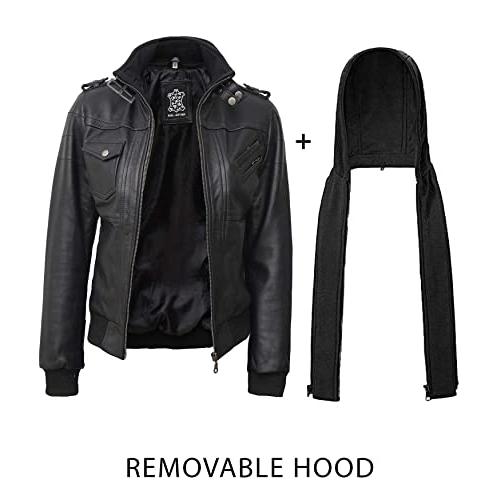 【並行輸入品】Blingsoul Leather Jacket Women with Hood | [1313624] Edinburgh Bの画像