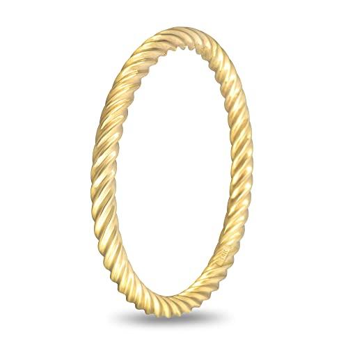 【並行輸入品】14K ゴールド ツイストケーブル スタッキングリング レディース, 宝石なし。 JULIETTE COLLECTION 14Kの画像