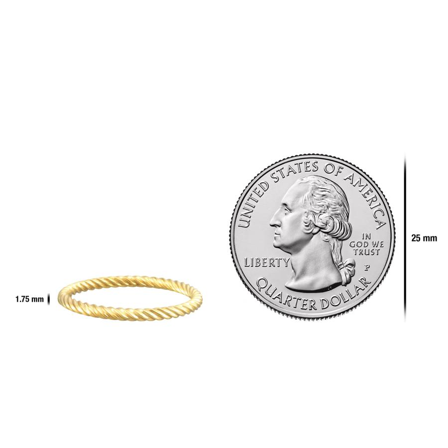 【並行輸入品】14K ゴールド ツイストケーブル スタッキングリング レディース, 宝石なし。 JULIETTE COLLECTION 14Kの画像