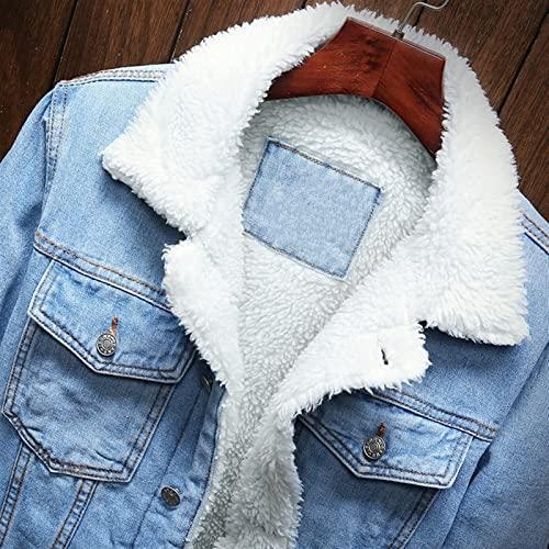 【並行輸入品】ZENGKER Winter Thick Warm Solid Color Men's Casual Denim Jacketの画像