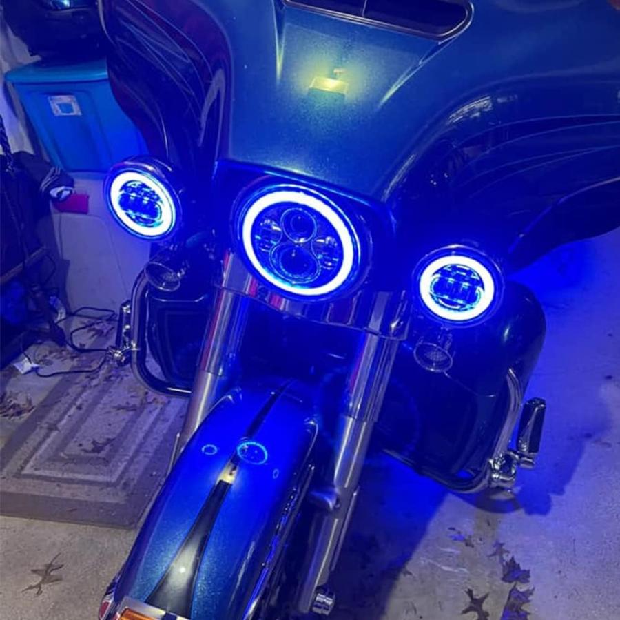 【並行輸入品】SUNPIE Compatible with H_arley Motorcycles 7 inch RGBW Halo LED Headの画像