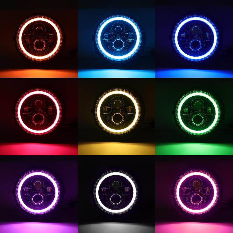 【並行輸入品】SUNPIE Compatible with H_arley Motorcycles 7 inch RGBW Halo LED Headの画像