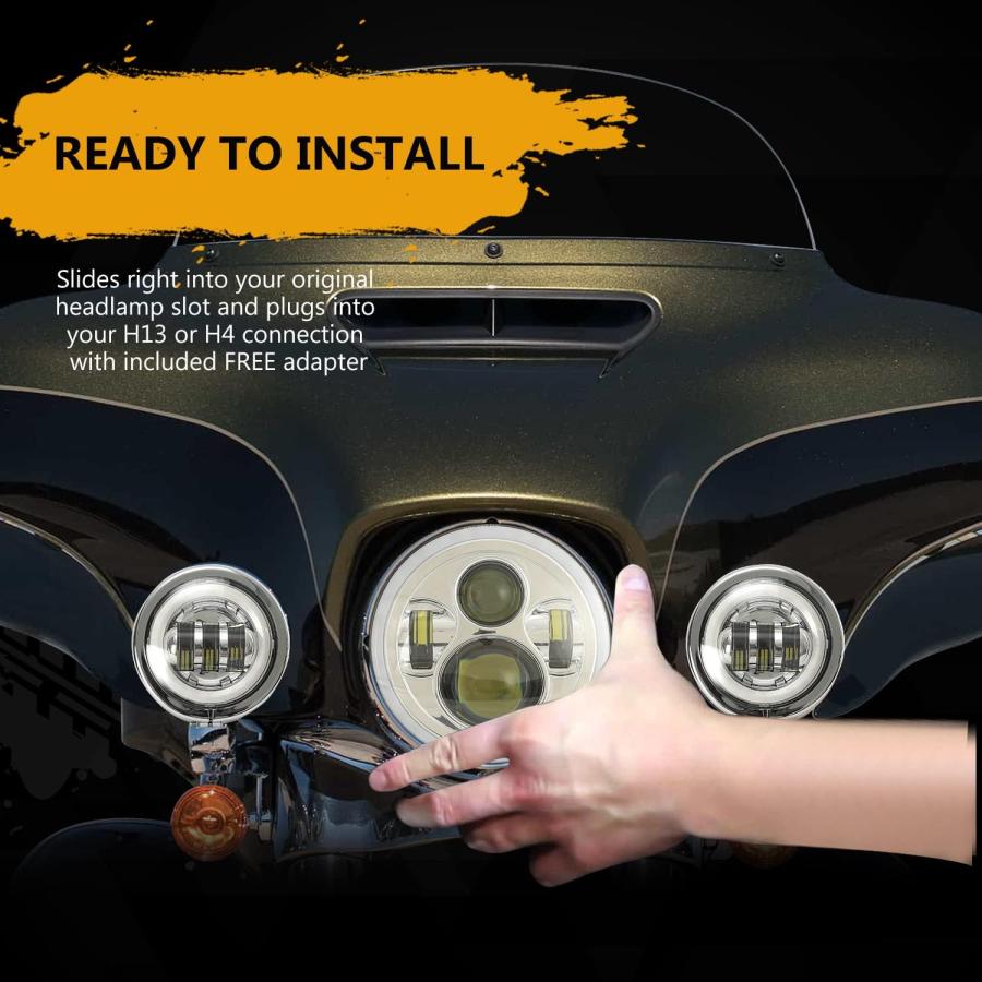 【並行輸入品】SUNPIE Compatible with H_arley Motorcycles 7 inch RGBW Halo LED Headの画像
