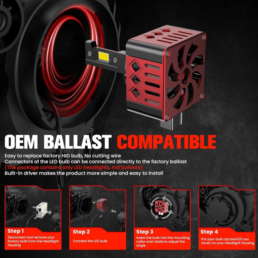 【並行輸入品】au-kee D1S D1R D1C LEDヘッドライト電球 100W 10000LM 6000K ブライトホワイト 変換キットの画像