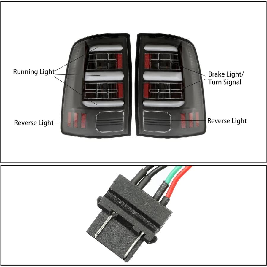 【並行輸入品】HECASA LEDテールライト 2009-2018 Dodge RAM 1500 2500 3500 テールライト リアランプ 運転席の画像