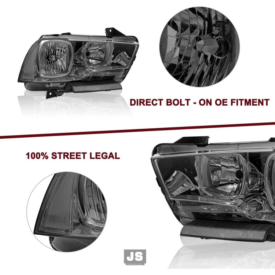 【並行輸入品】JSBOYAT Halogen Headlight Black Smoke Assembly Replacement for 2011-_4