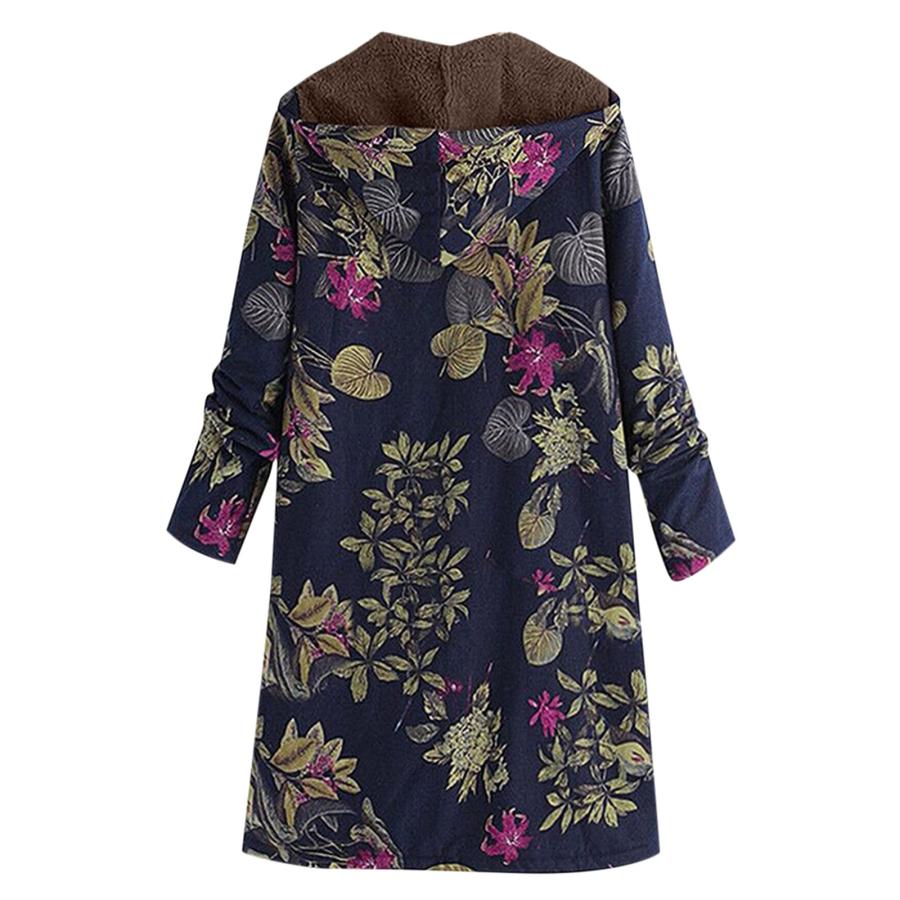 【並行輸入品】JOFOW Womens Jackets Coats Boho Flowers leaves Floral Print Flee_3