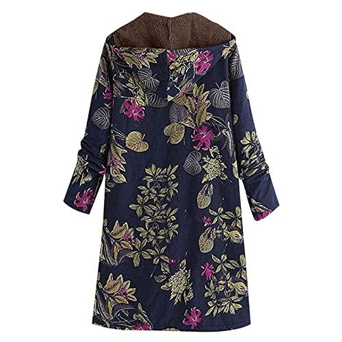 【並行輸入品】JOFOW Womens Jackets Coats Boho Flowers leaves Floral Print Flee_4