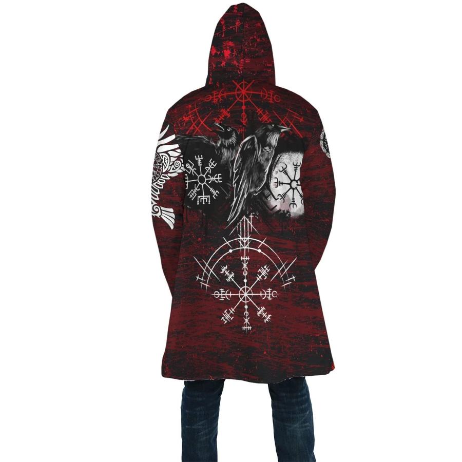 【並行輸入品】WSXJJ Odin Raven Men Viking Hooded Coat, Nordic Faux Cashmere Clの画像