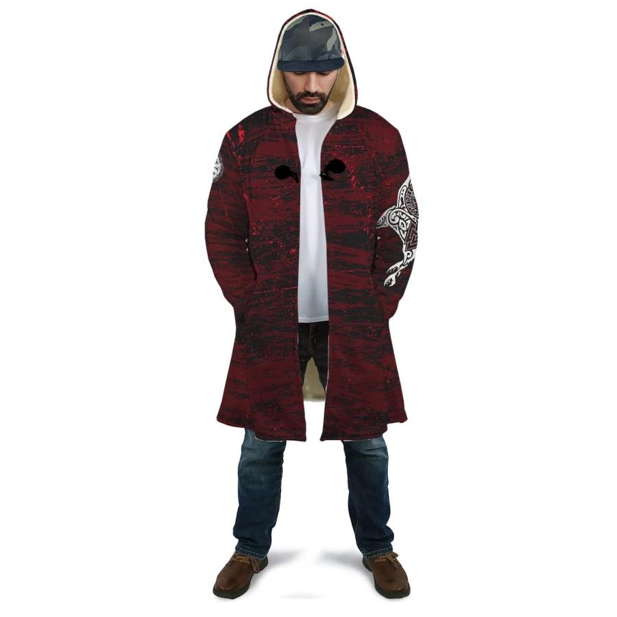 【並行輸入品】WSXJJ Odin Raven Men Viking Hooded Coat, Nordic Faux Cashmere Clの画像