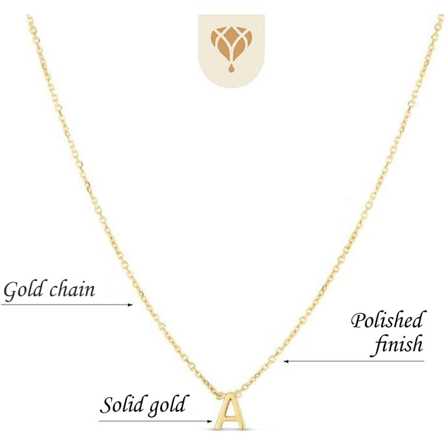 【並行輸入品】The Diamond Deal 14k Solid Yellow Gold Mini Initial D Necklace with_1
