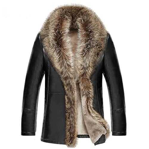【並行輸入品】Winter Men Lambswool Leather Jacket Genuine Leather Coats Thickeの画像