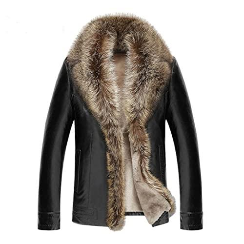 【並行輸入品】Winter Men Lambswool Leather Jacket Genuine Leather Coats Thickeの画像