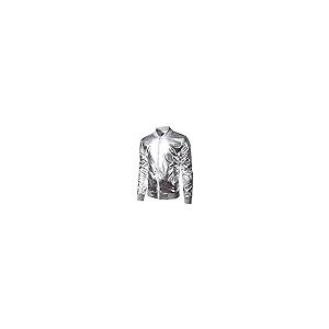【並行輸入品】LSTGJ Mens Jacket Nightclub Metallic Gold Shiny Jacket Men Coatの画像