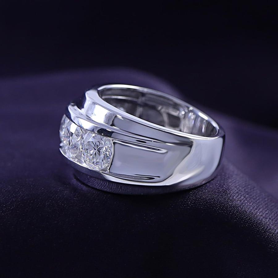 【並行輸入品】SAVEARTH DIAMONDS ラウンドカット 人工モアッサナイト ダイヤモンド ファイブストーン メンズ 結婚指輪 14Kゴールドの画像