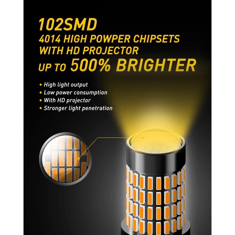 【並行輸入品】AUXITO 3157 LED Bulbs Amber for Turn Signal Side Marker Lights 500%の画像