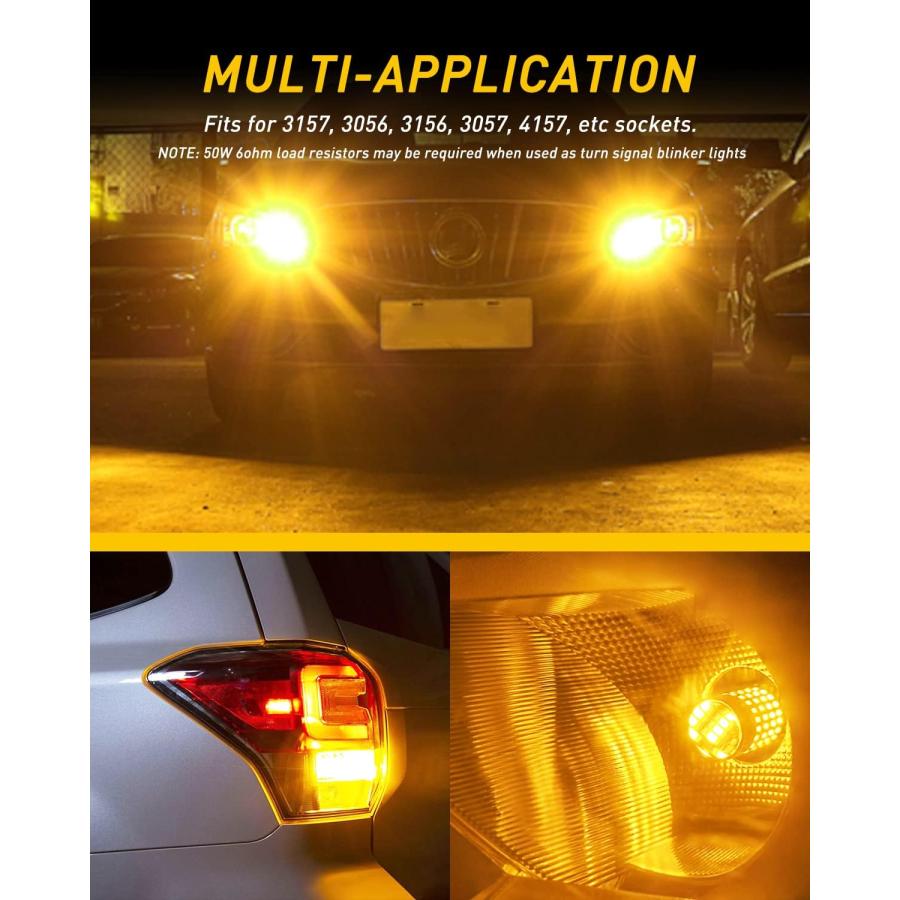 【並行輸入品】AUXITO 3157 LED Bulbs Amber for Turn Signal Side Marker Lights 500%の画像