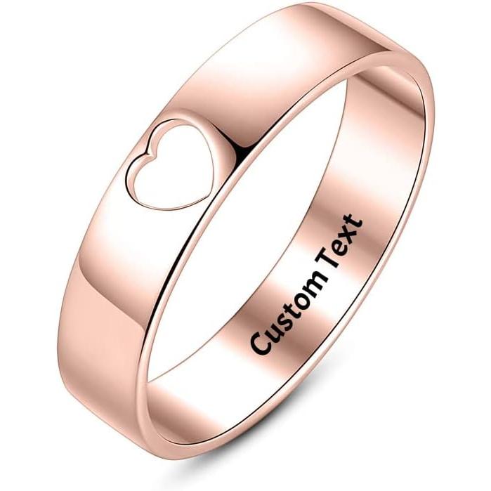 Simple Pinky Thumb Rings Promise Heart Love Ring for Women Friend Friendship Bands Women's Her Best Friends Personalized Engraved Custom Name Silve｜good-face｜03