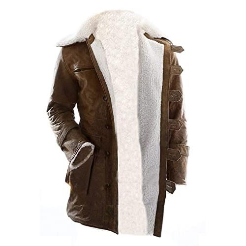 【並行輸入品】Real Leather Men's Shearling Bane Coat Tom Dark Knight Rises Harの画像
