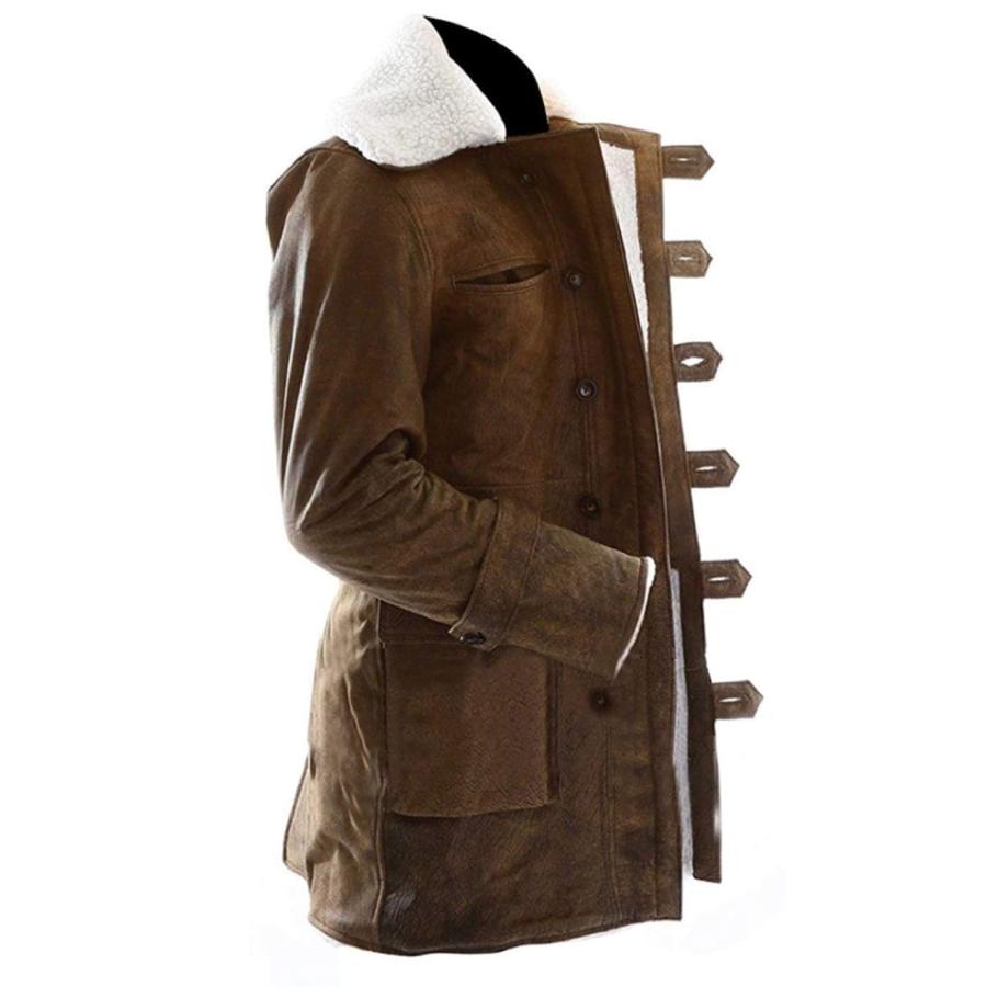 【並行輸入品】Real Leather Men's Shearling Bane Coat Tom Dark Knight Rises Harの画像