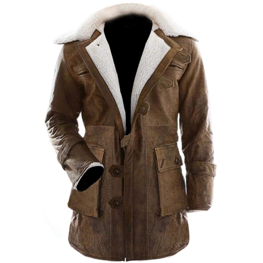 【並行輸入品】Real Leather Men's Shearling Bane Coat Tom Dark Knight Rises Harの画像