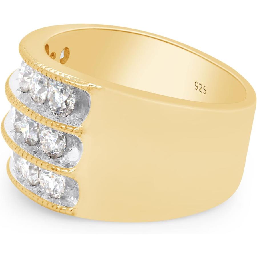 【並行輸入品】SAVEARTH DIAMONDS 1 3/4カラット ラウンドカット 人工モアッサナイトダイヤモンド 3列 アニバーサリーバンドリングの画像