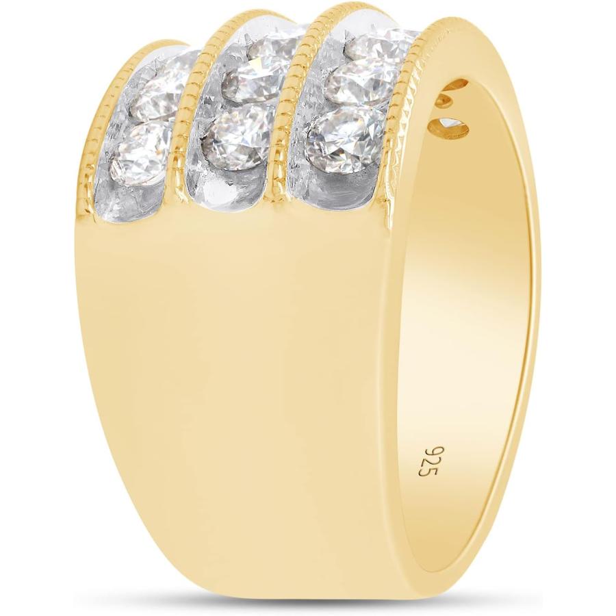 【並行輸入品】SAVEARTH DIAMONDS 1 3/4カラット ラウンドカット 人工モアッサナイトダイヤモンド 3列 アニバーサリーバンドリングの画像