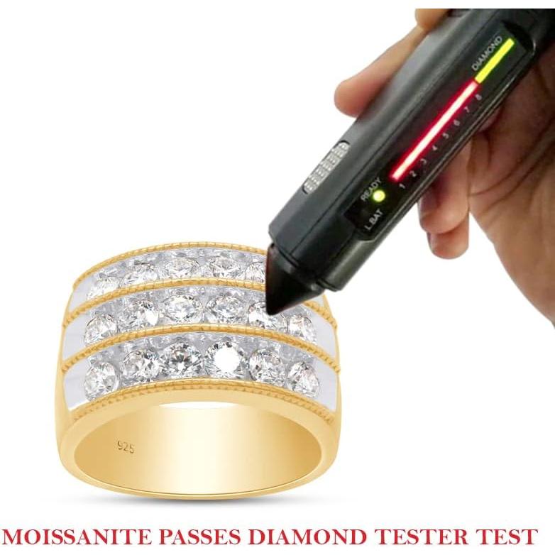 【並行輸入品】SAVEARTH DIAMONDS 1 3/4カラット ラウンドカット 人工モアッサナイトダイヤモンド 3列 アニバーサリーバンドリングの画像