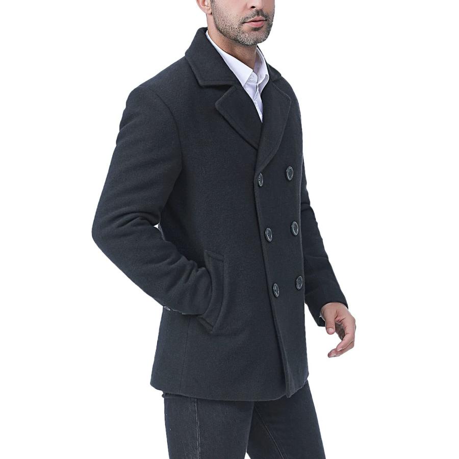 【並行輸入品】BGSD Men Hugh Wool Blend Pea Coat Black Smallの画像