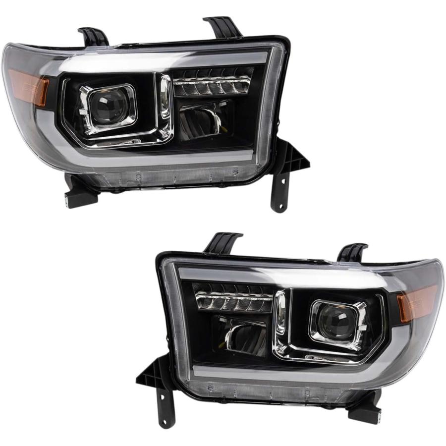 【並行輸入品】TRQ Performance Square Projector Headlight Set LED DRL for Toyota Seの画像