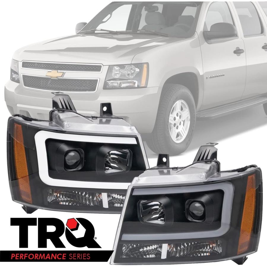 【並行輸入品】TRQ パフォーマンス プロジェクター ヘッドライトセット ブラック LED バー 07-14 サバーバン タホの画像