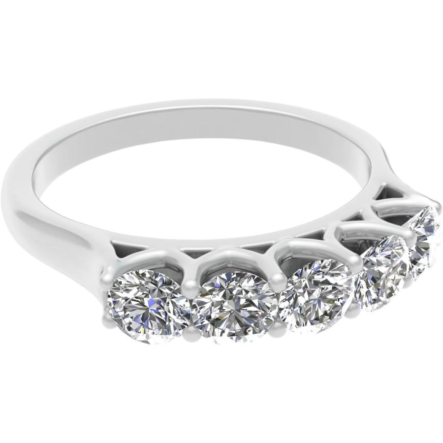 【並行輸入品】1/2ctw ダイヤモンド 5ストーン 結婚指輪 10K ホワイトゴールド (H-I、I2)  ホワイトゴールド ストーン  ダイヤモンの画像