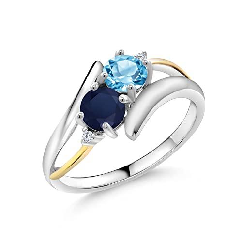 【並行輸入品】[Gem Stone King] 1.27カラット 天然 スイスブルートパーズ 指輪 リング レディース 天然 サファイア シルバの画像