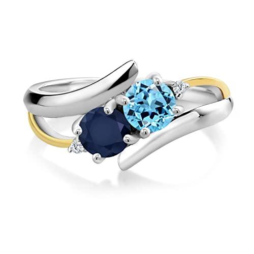 【並行輸入品】[Gem Stone King] 1.27カラット 天然 スイスブルートパーズ 指輪 リング レディース 天然 サファイア シルバの画像