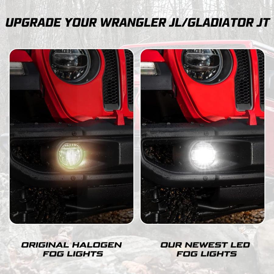 Kiwi Master アップグレード LEDフォグライト ジープ グラディエーター JT 2018-2024 Jeep Wrangler JL/4xe用 アクセサリー LEDフォグライト 組み立てキット｜good-face｜02