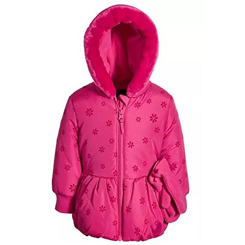 Rothschild Little Girls' Puffer Jacket (2T, Berry Daisies W/Mitt 並行輸入品｜good-face｜02