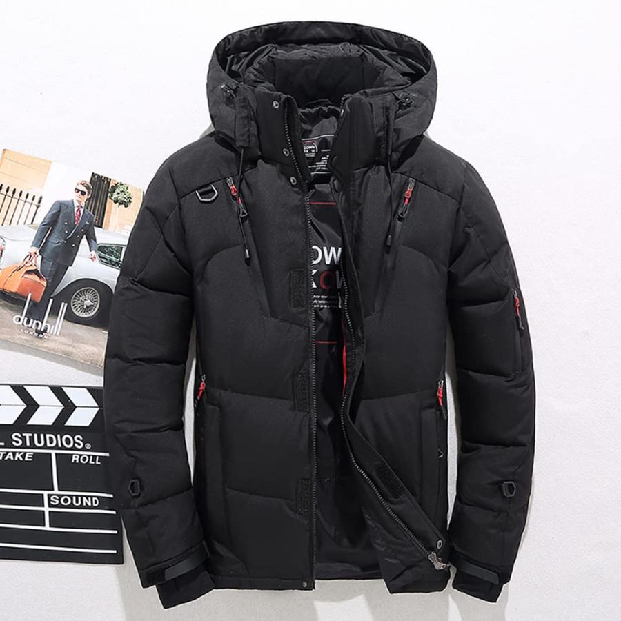 【並行輸入品】Men's White Duck Down Jacket Warm Hooded Thick Puffer Jacket Coaの画像