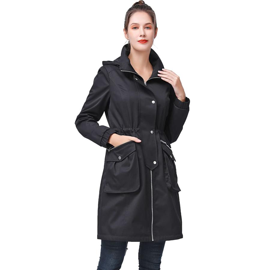 【並行輸入品】BGSD Women Ariah Waterproof Hooded Rain Jacket Parka Coat Blackの画像