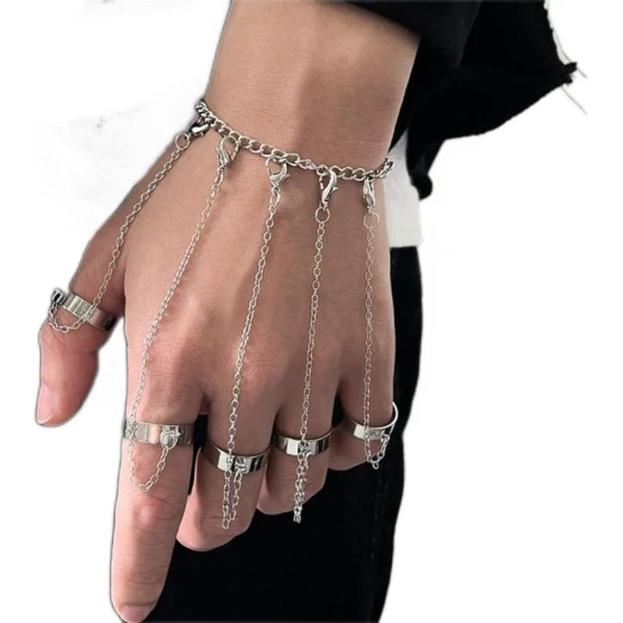 並行輸入品】BETHYNAS パンクチェーン タッセルブレスレット スレーブ