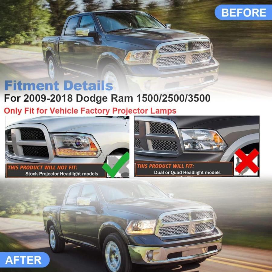 【並行輸入品】ROXX Headlight Assembly for 2009-2018 Dodge Ram 1500/2500/3500 with_2