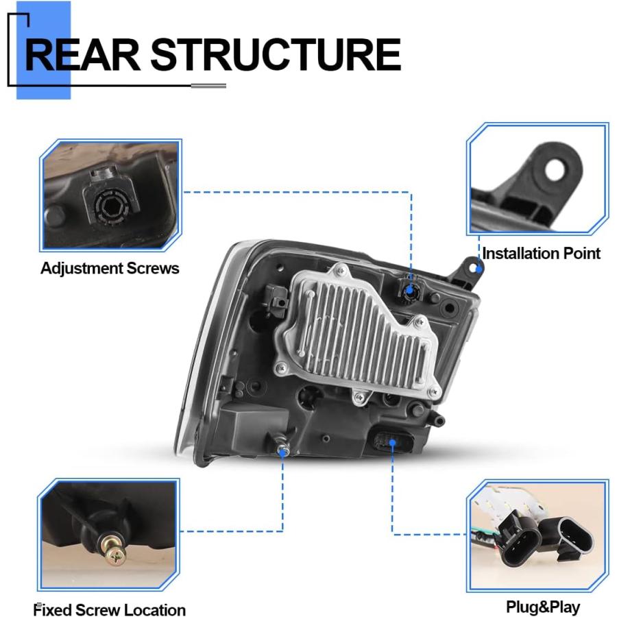 【並行輸入品】ROXX Headlight Assembly for 2009-2018 Dodge Ram 1500/2500/3500 with_4