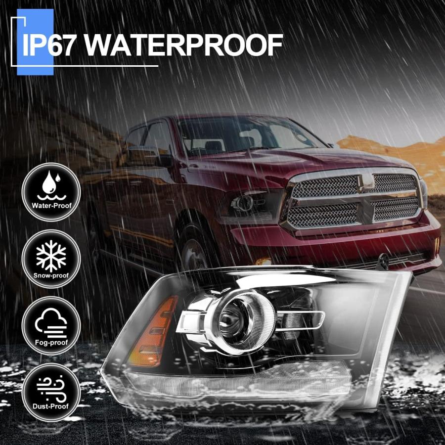 【並行輸入品】ROXX Headlight Assembly for 2009-2018 Dodge Ram 1500/2500/3500 with_5