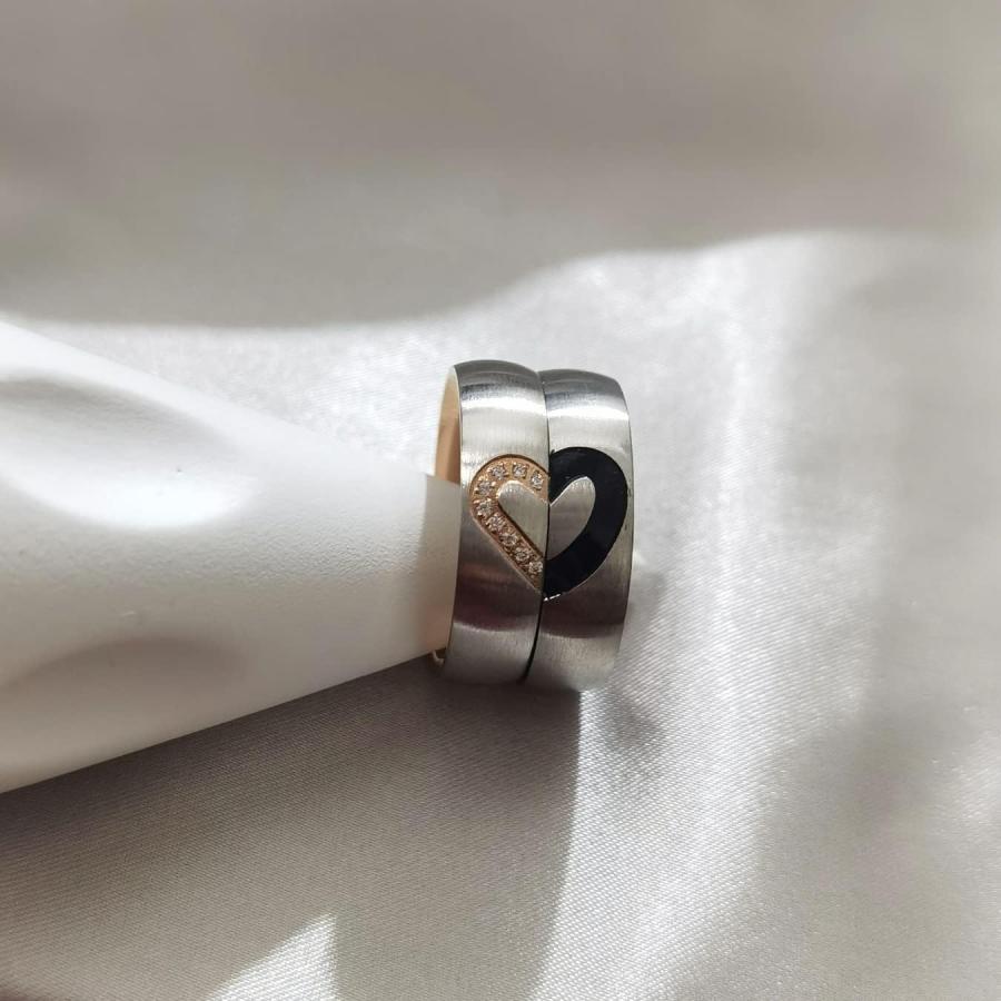 【並行輸入品】Aescutic Matching Heart Rings His and Her Ring for Couples Couple Ri_5