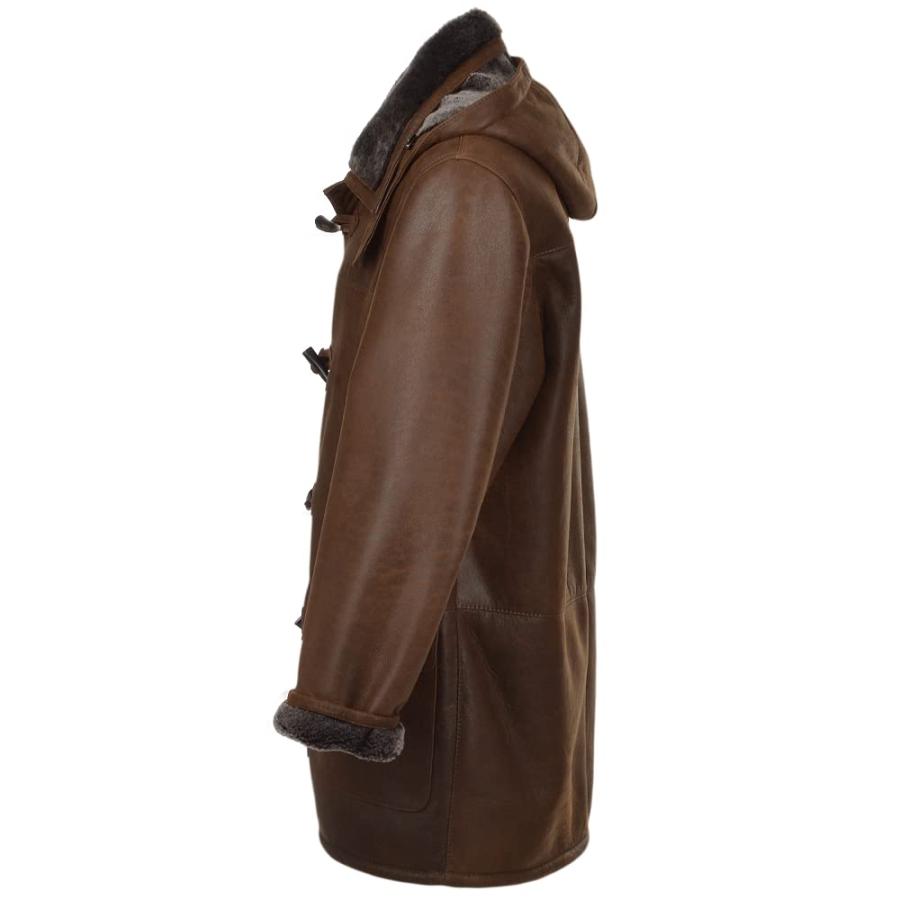 【並行輸入品】Mens Genuine Sheepskin Leather Detachable Shearling Hood Winterの画像