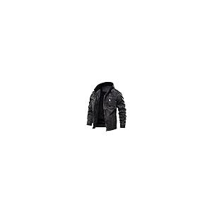 【並行輸入品】Decrum DISC Leather Jacket Men   Distressed Black Jackets Men |の画像