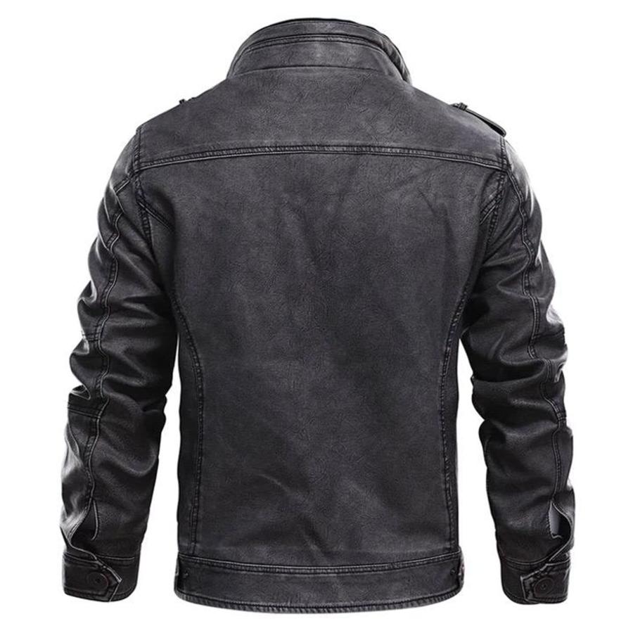 【並行輸入品】Decrum DISC Leather Jacket Men   Distressed Black Jackets Men |の画像