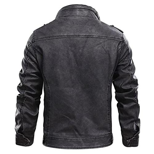 【並行輸入品】Decrum DISC Leather Jacket Men   Distressed Black Jackets Men |の画像