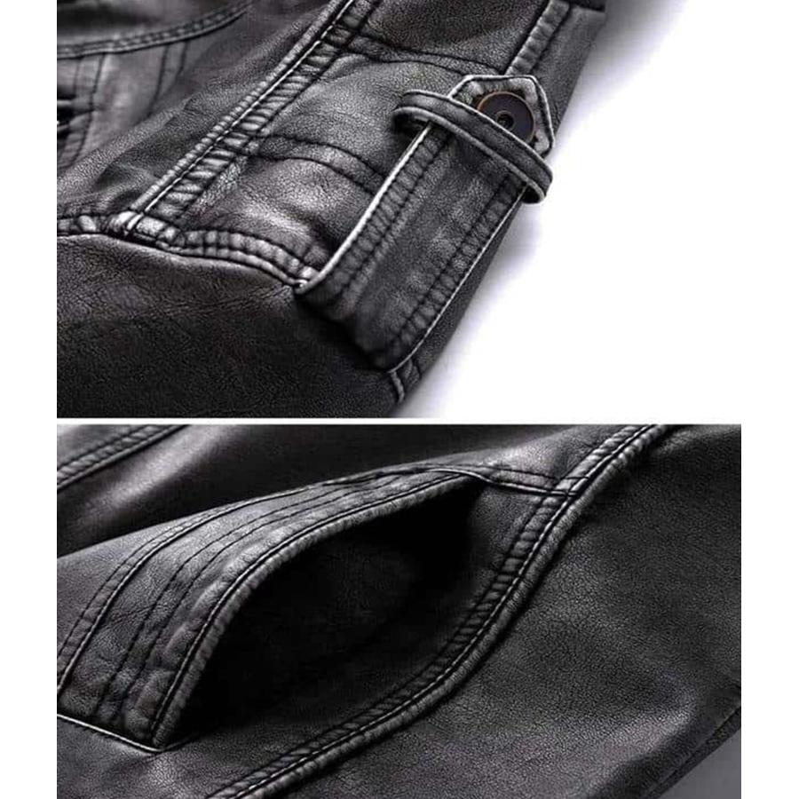 【並行輸入品】Decrum DISC Leather Jacket Men   Distressed Black Jackets Men |の画像