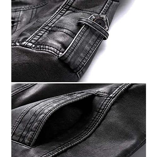【並行輸入品】Decrum DISC Leather Jacket Men   Distressed Black Jackets Men |の画像